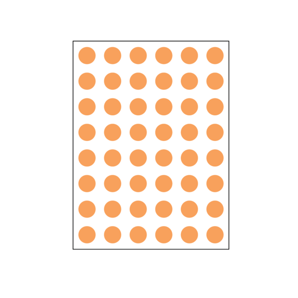 Nevs 1/4" Color Coding Dots Orange Fluorescent -Sheet Form DOT-14M Orange Flr